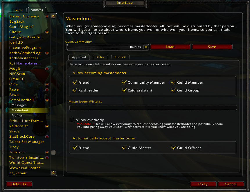 PLR Settings Mainsterlooter